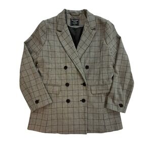 Abercrombie & Fitch Women's Plaid Double Breasted Blazer Jacket Size 2 (151)1